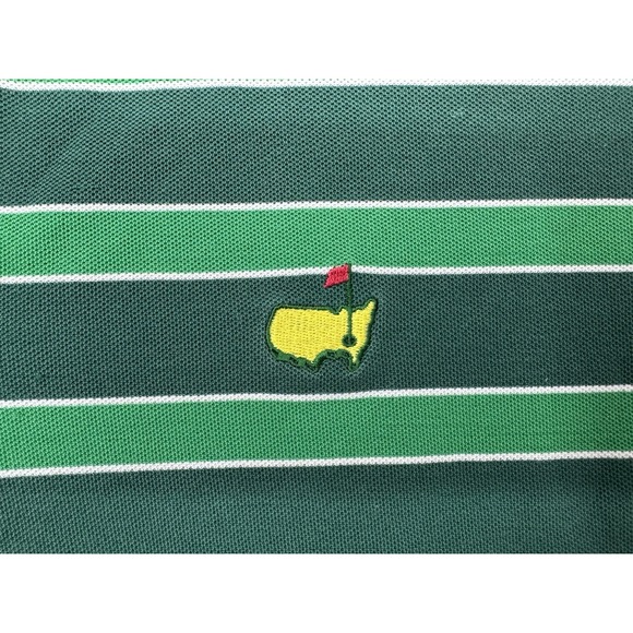 Masters Collection Mens Large Green Striped Pima Cotton Golf Polo Shirt Augusta - Picture 3 of 6
